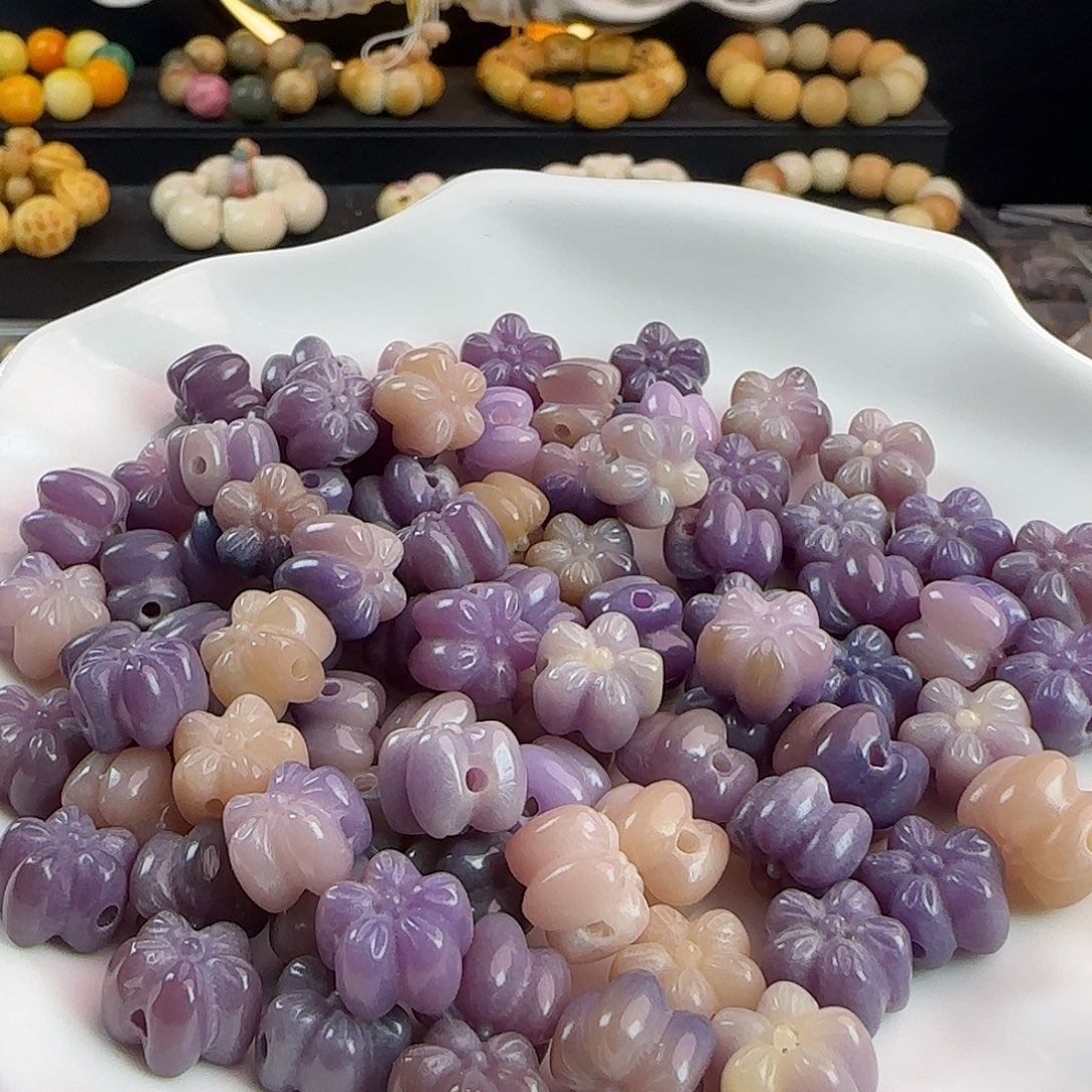 菩提根/象牙果吊坠卡12紫色五瓣花100颗批发