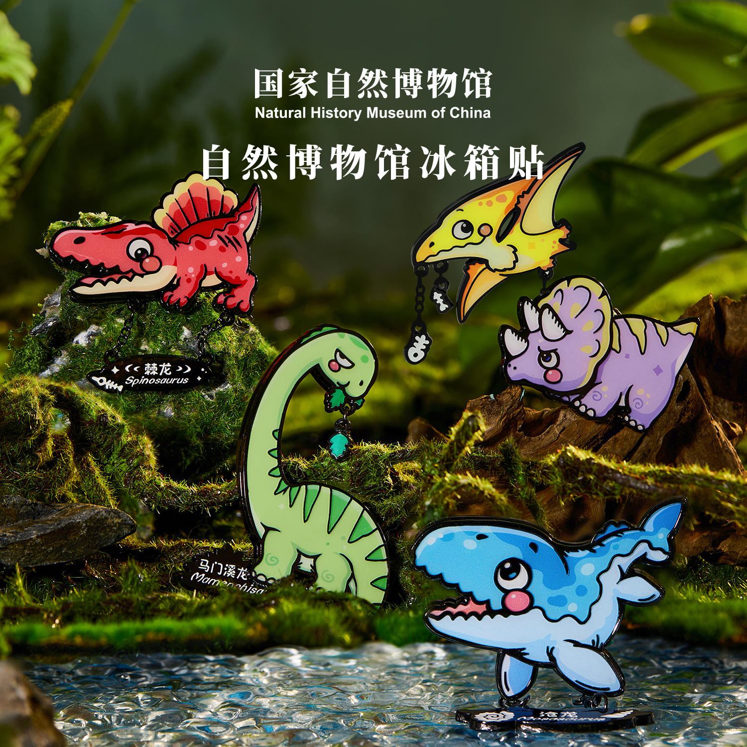 【五款随机发其一】国家自然博物馆史前化石冰箱贴双层夜光创意恐龙
