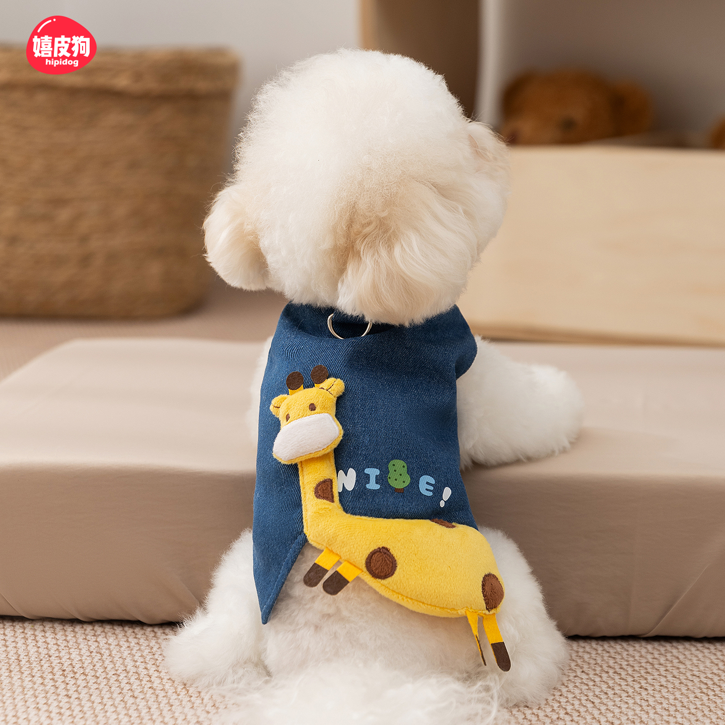 [达人]秋冬季狗狗衣服立体小鹿牛仔牵引马甲中小型犬比熊泰迪0572