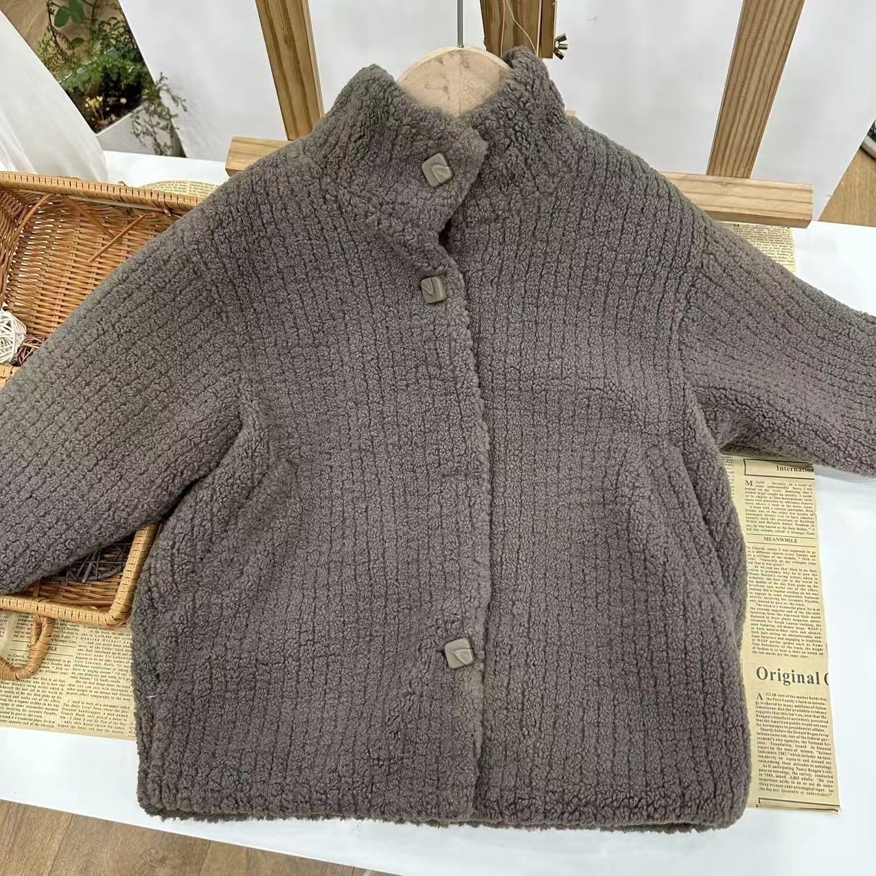 7037 冬季中大童毛毛外套 L