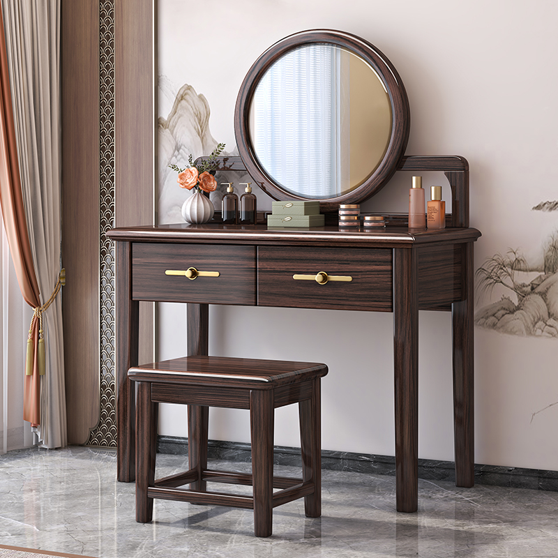 新中式乌金木是梳妆台家用卧室轻奢现代简约收纳柜一体桌化妆台