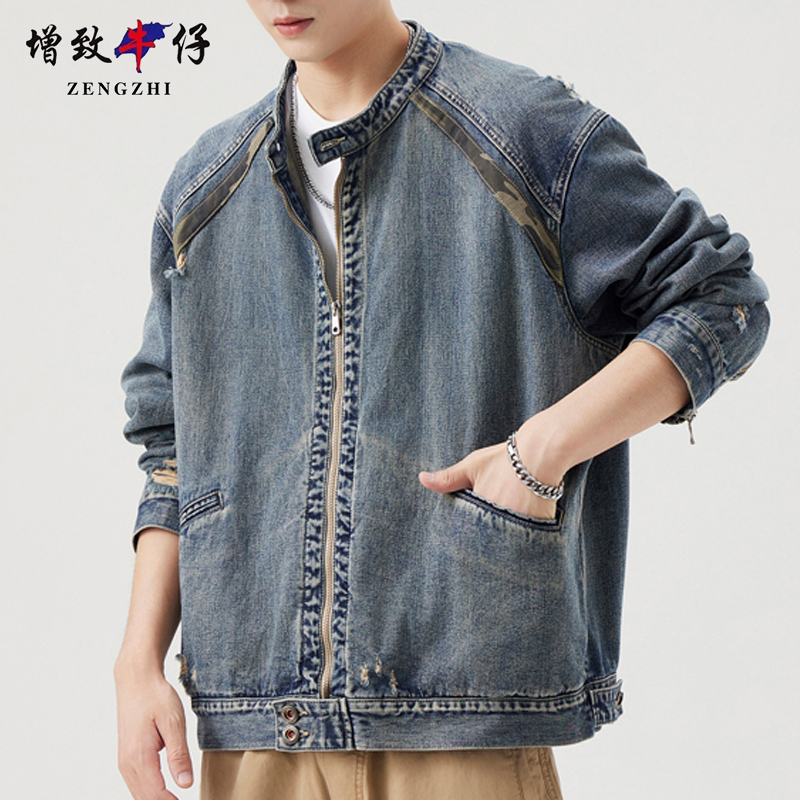 ZENGZHI/增致牛仔春秋牛仔外套男士休闲衣服夹克潮流工装简约帅气