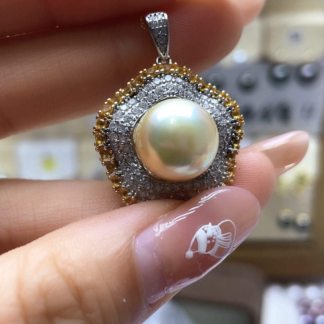 海水珍珠颈饰银S925镶嵌