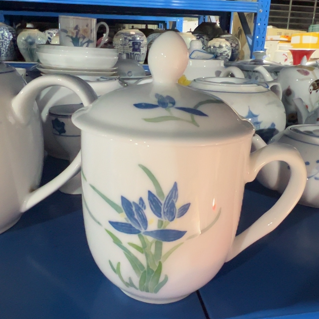 醴陵瓷直播供货基地棕底手绘350毫升