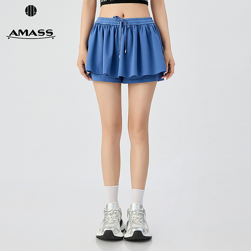 阿玛施AMASS 品质女装简约百搭休闲舒适感花苞百褶短款裤裙520036