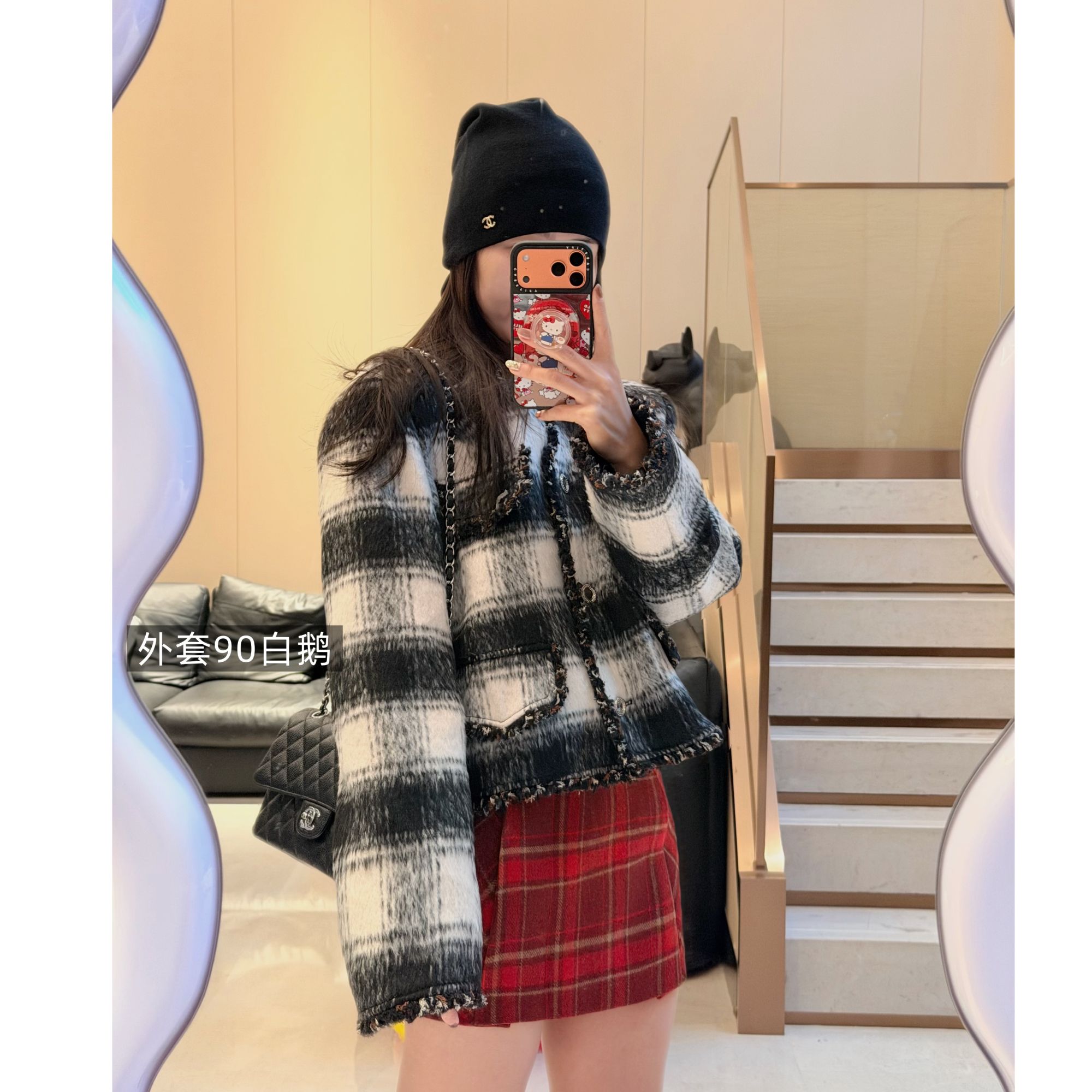 黑白格子外套休闲