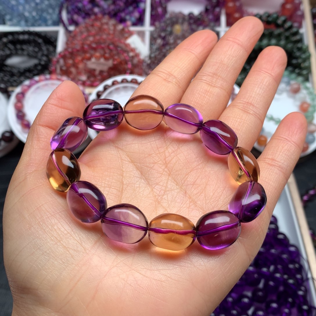 水晶手链未镶嵌紫黄晶13左右