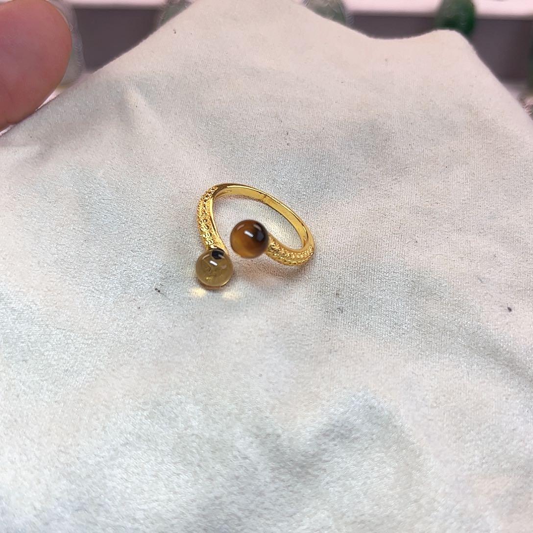 琥珀未镶嵌戒指开口戒