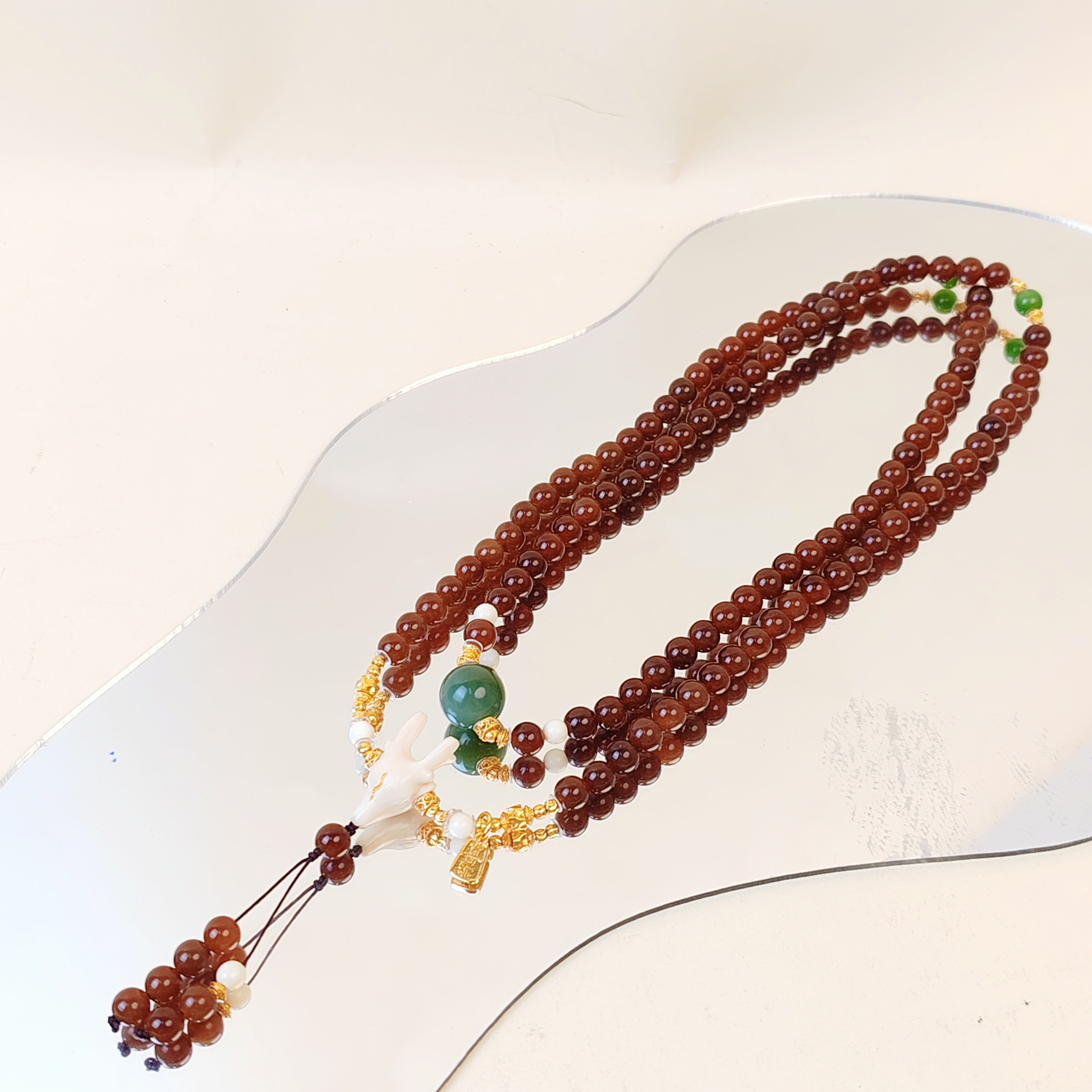 【橘灿】红糖6mm猛犸鹿鹿三通手作多圈手串