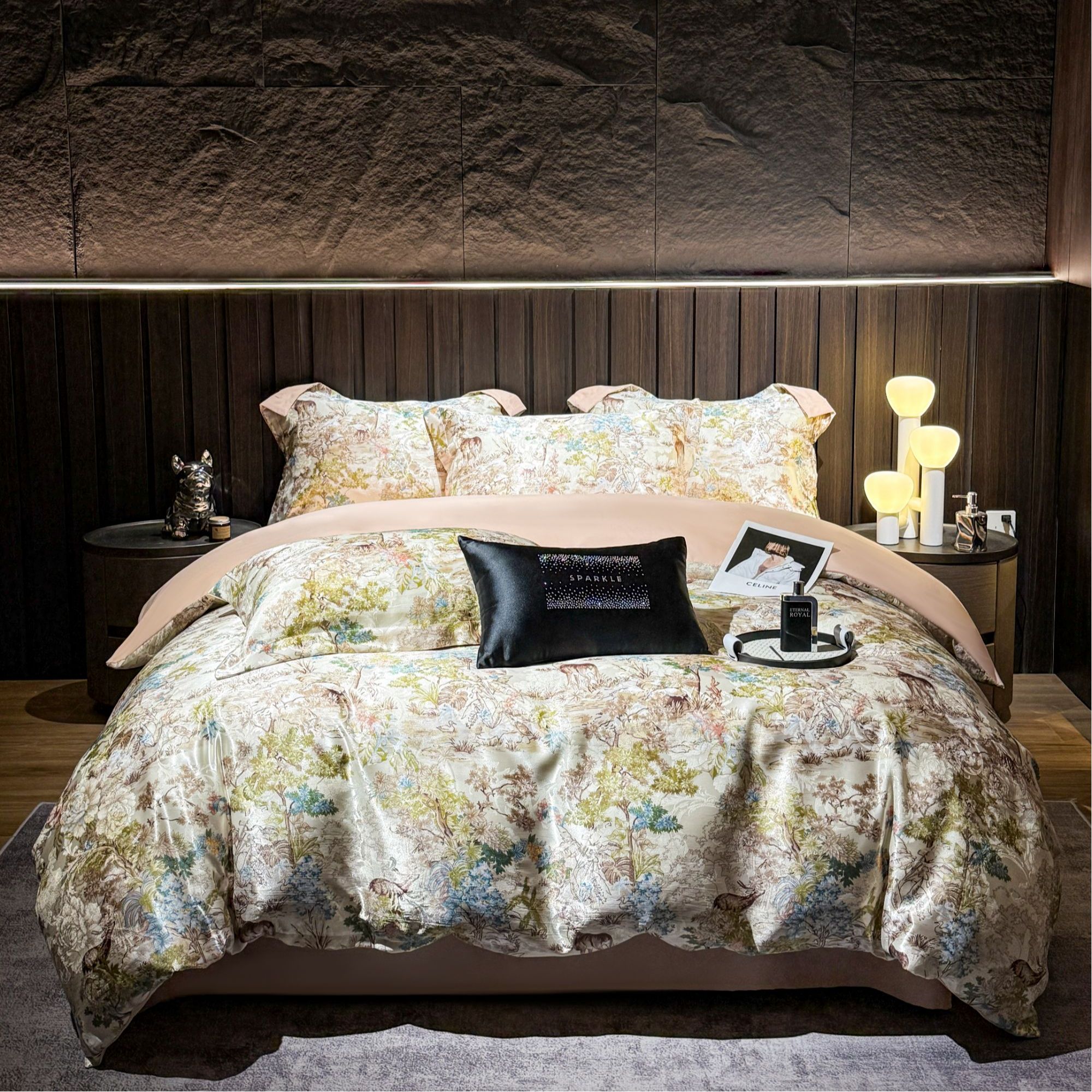 【2025夏季新款书雅水墨系列】贡缎提花四件套轻奢印花高级感