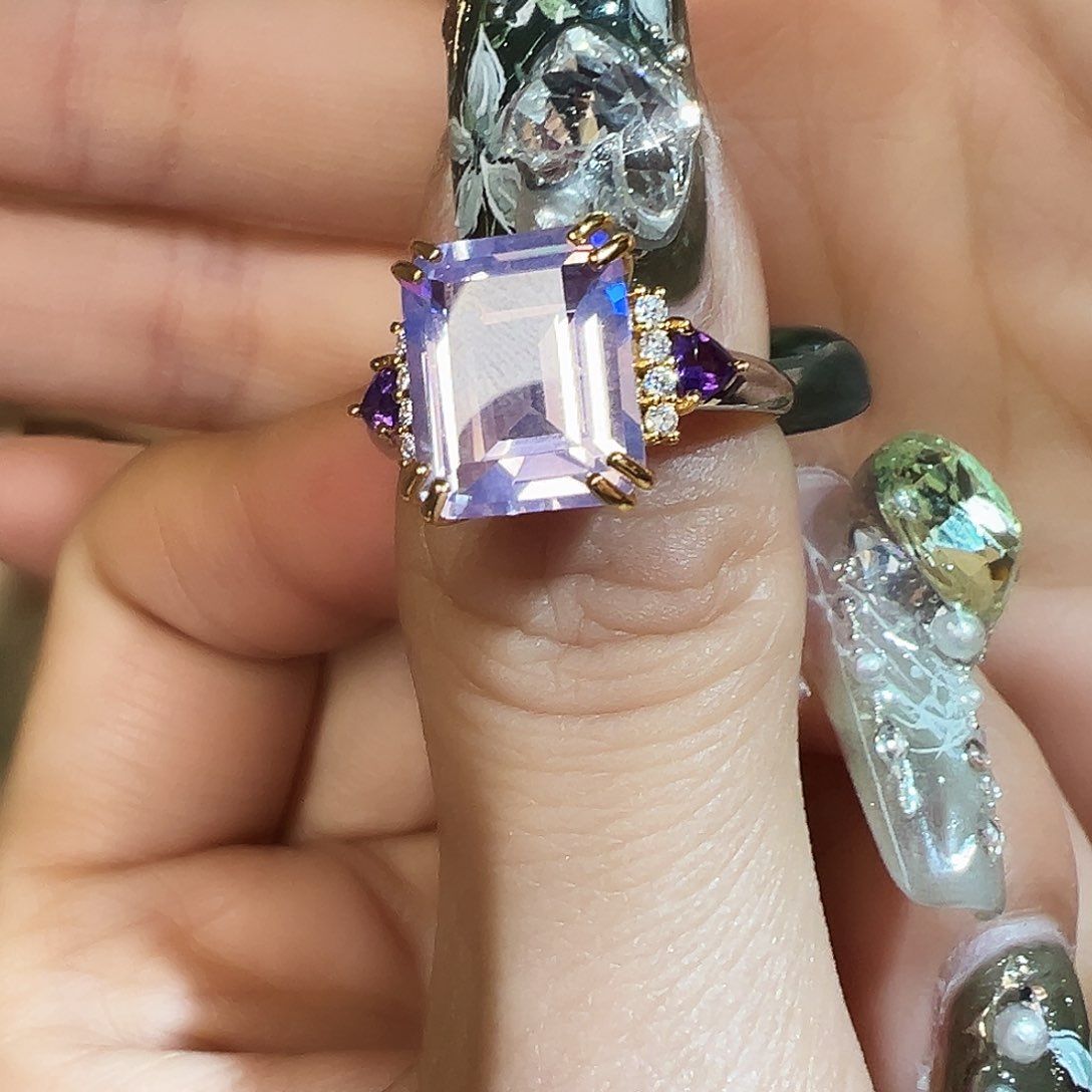 水晶戒指银S925镶嵌啊啊啊啊