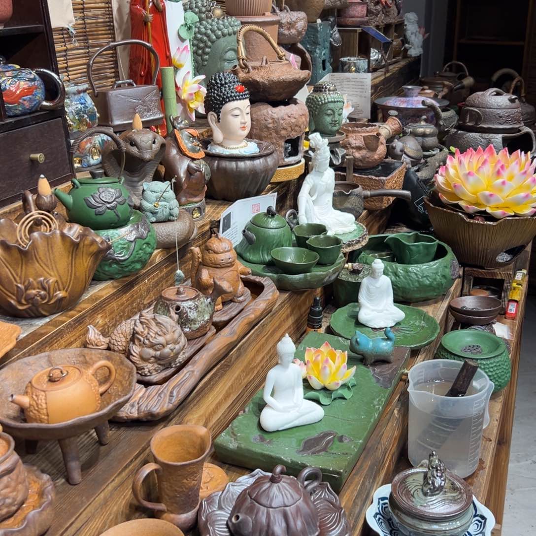 复古风格老陶泥系列茶盘茶具摆件