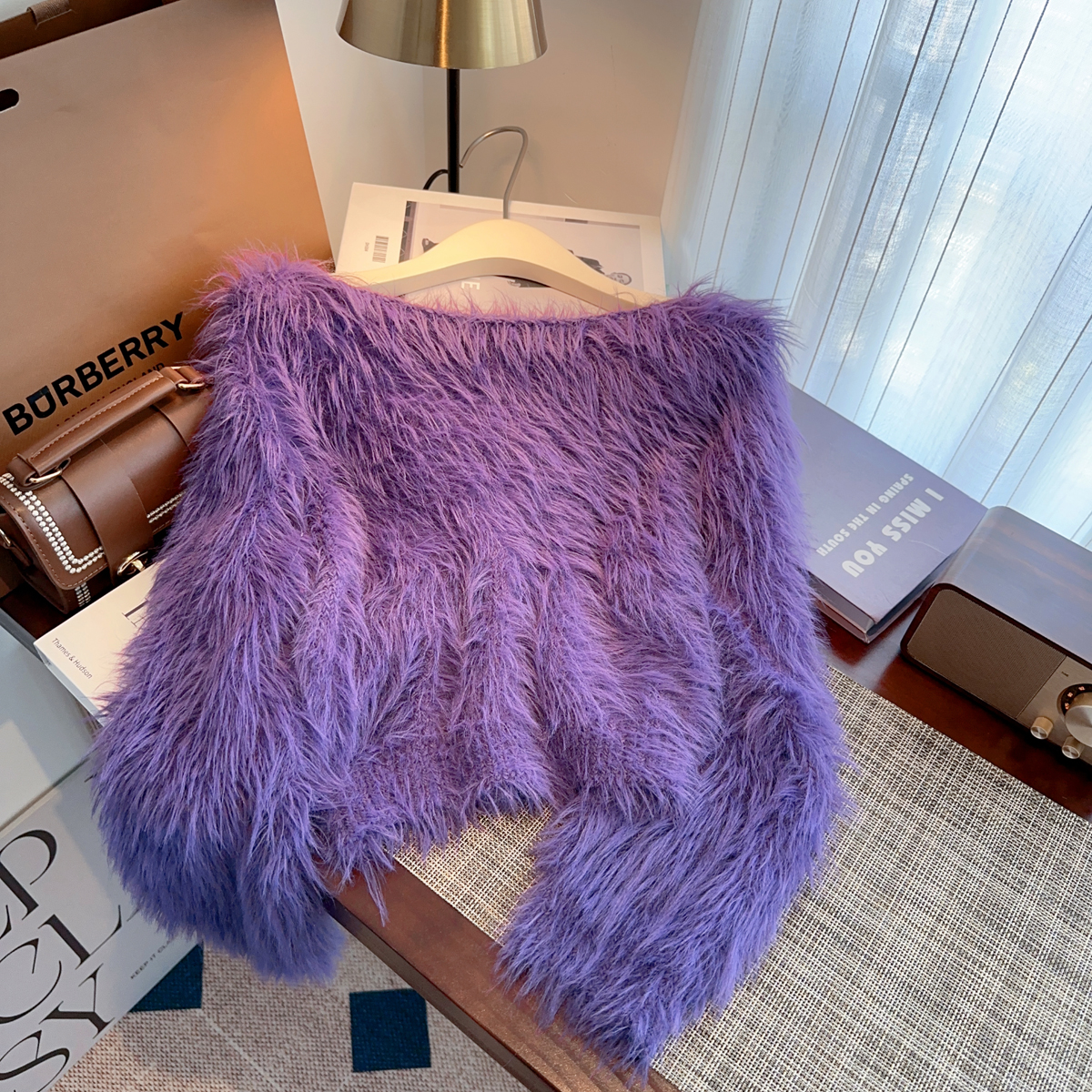 设计感名媛气质轻熟风毛衣仿皮草软糯毛毛感针织衫秋冬加厚上衣女