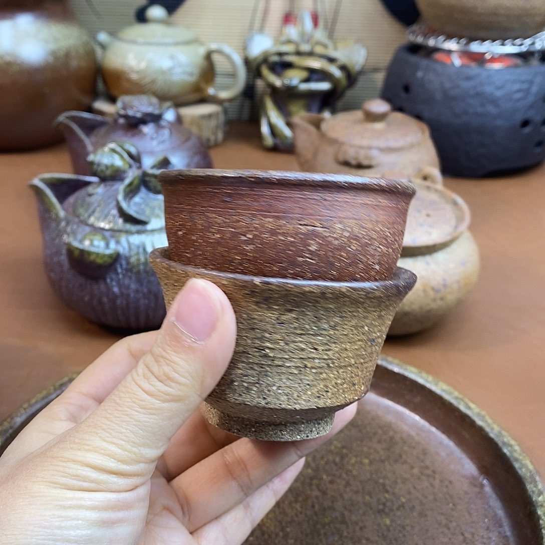 壶柴烧粗陶杯一物一拍80