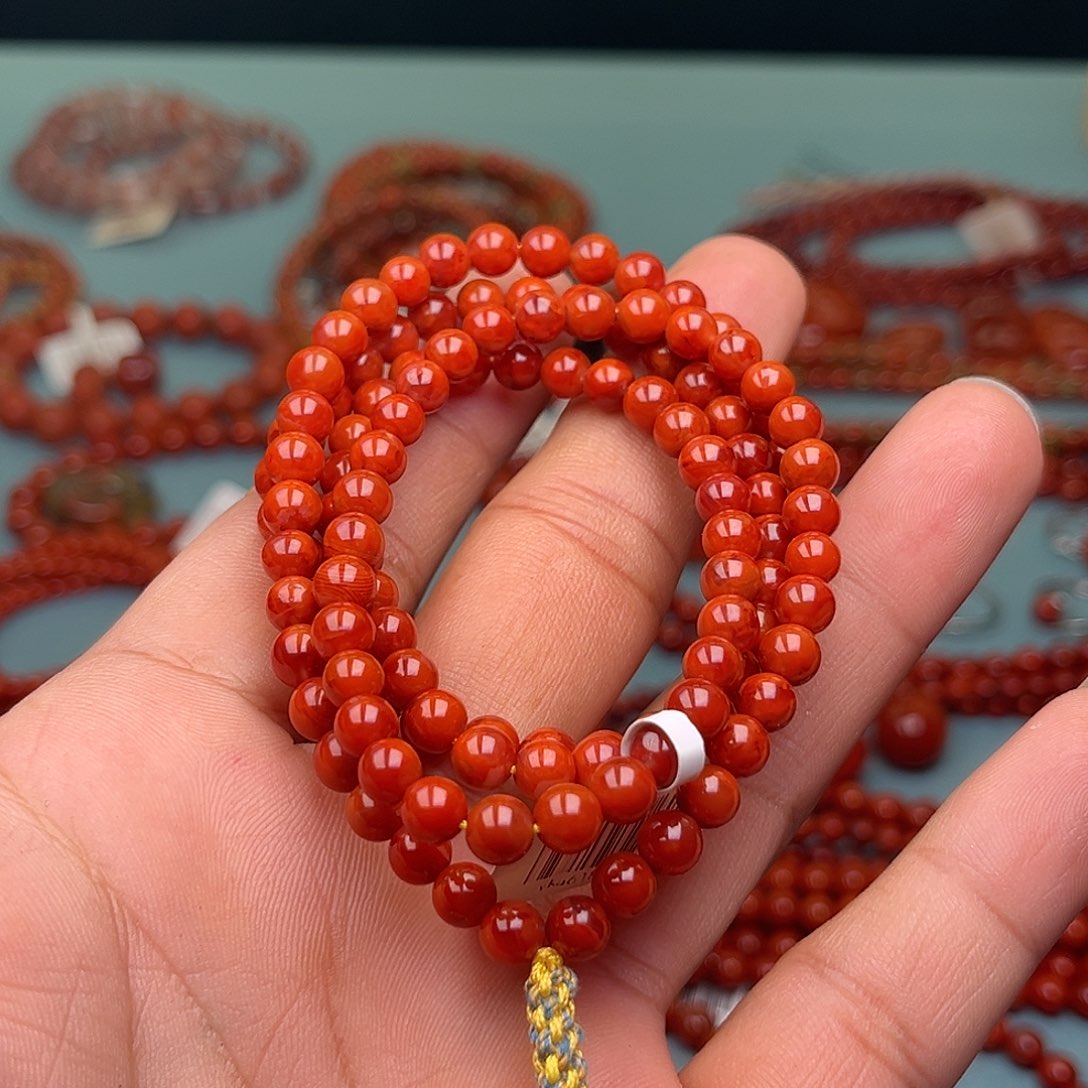 南红玛瑙未镶嵌手链玫锦红卡5十