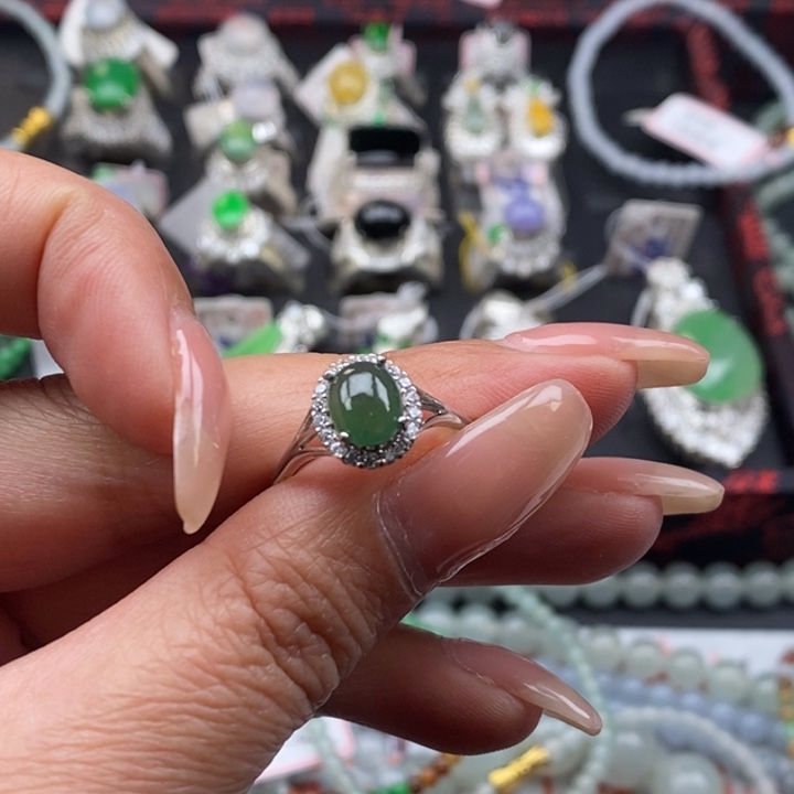 翡翠吊坠(不含链)银S925镶嵌戒指