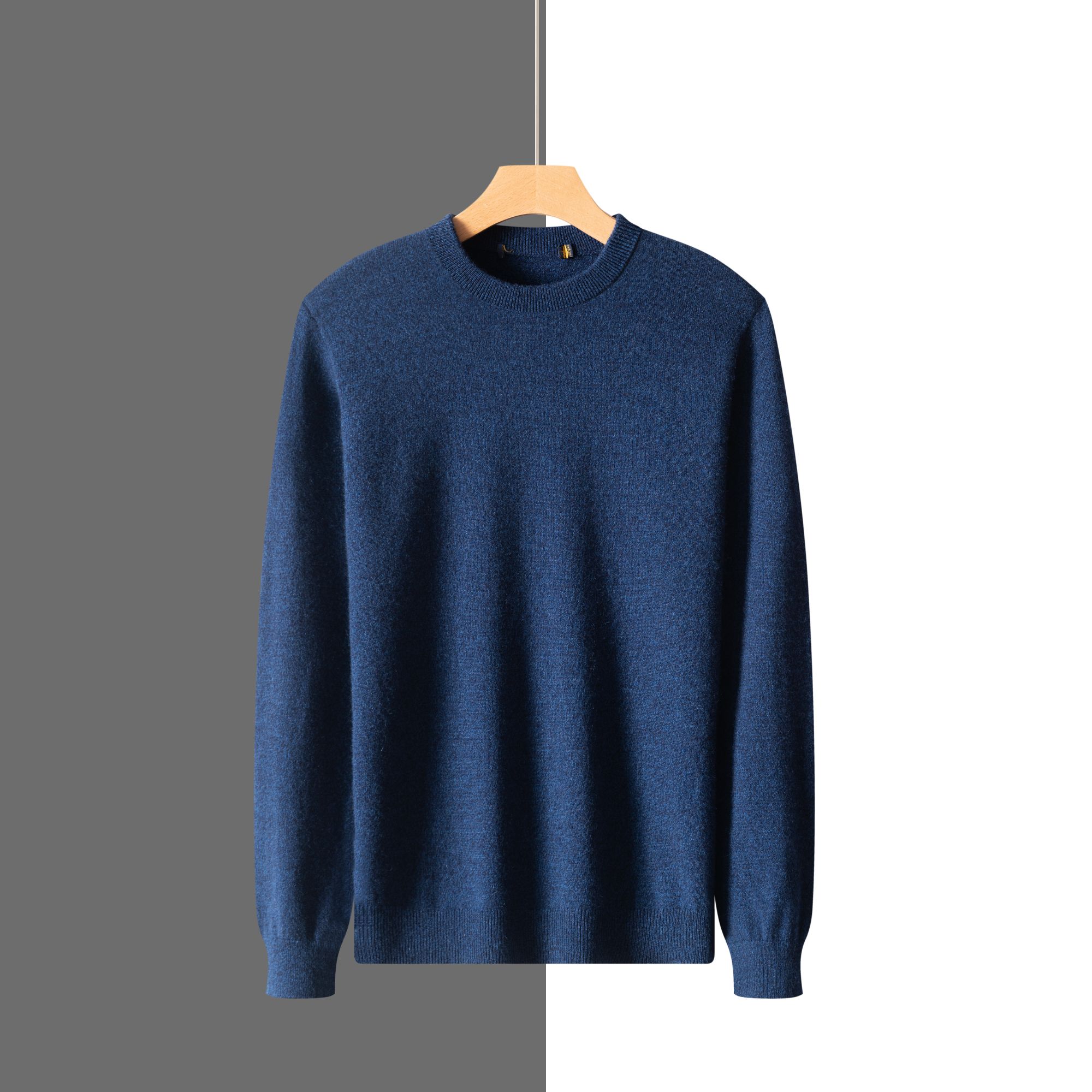 羊绒羊毛早春休闲百搭针织保暖中领男士男生打底衫薄款保暖圆领