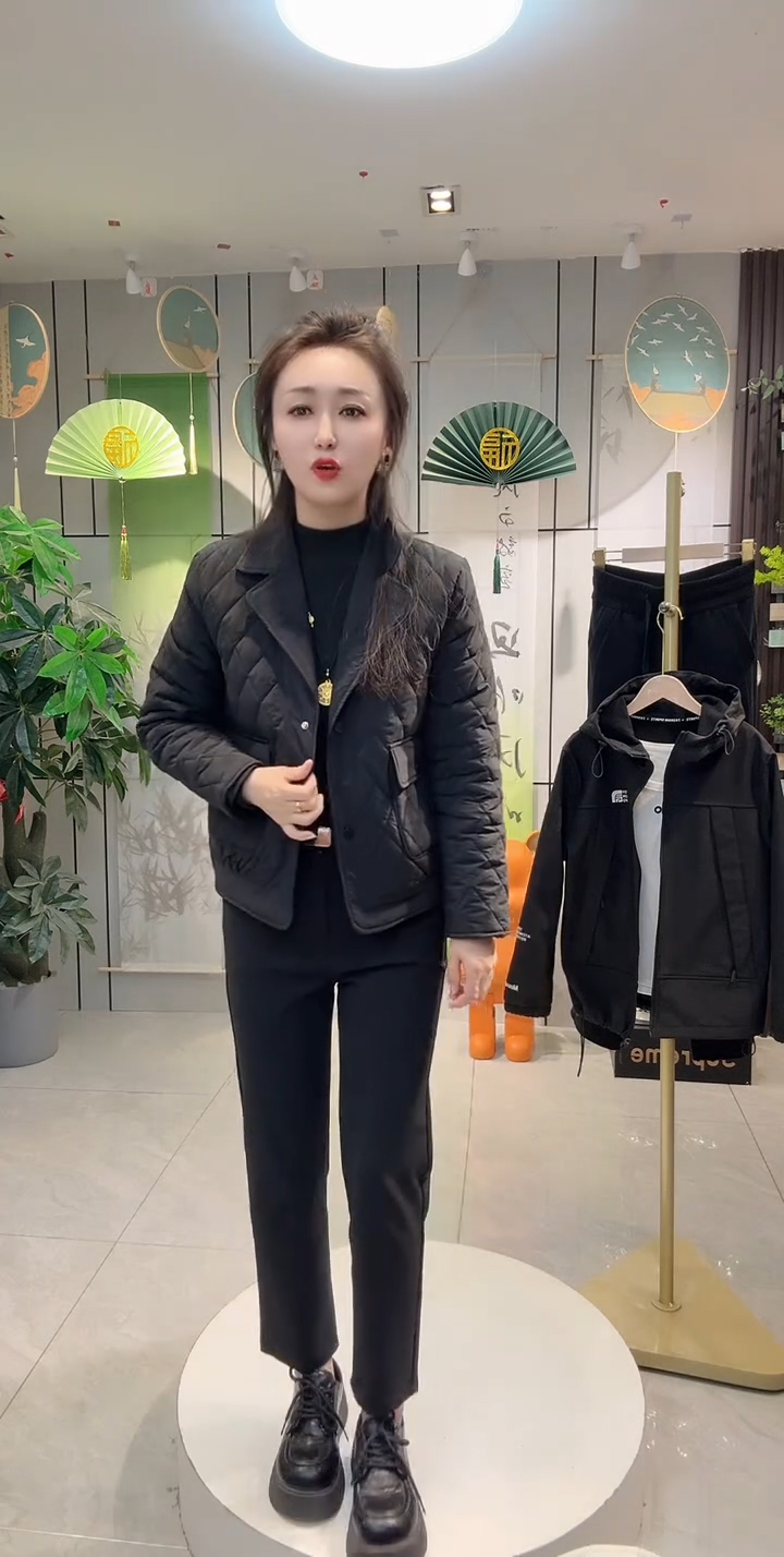 长袖常规保暖常规款标准百搭减龄网红外套黑色韩版