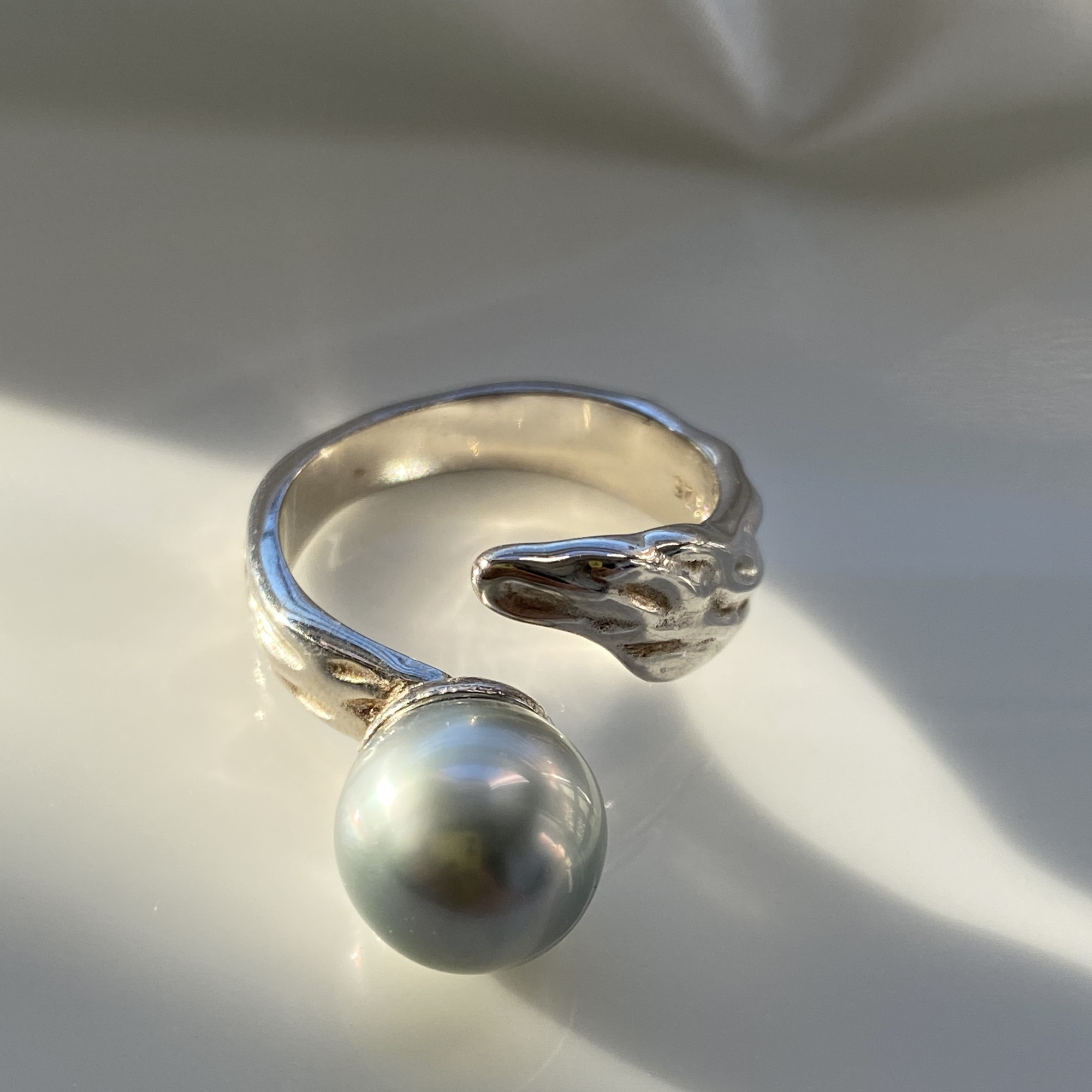 黎初 925银 10.2mm 海水珍珠真多麻极光戒指