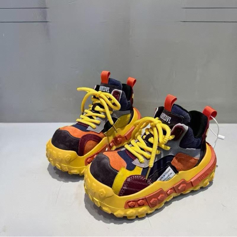 【苗】2025秋冬加绒高帮老爹鞋拼色原创小众设计款女鞋潮鞋厚底