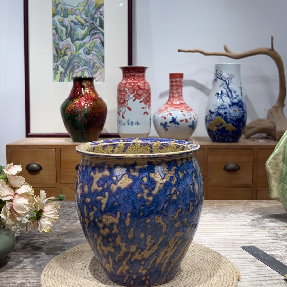 摆件陶瓷花瓶高21口15