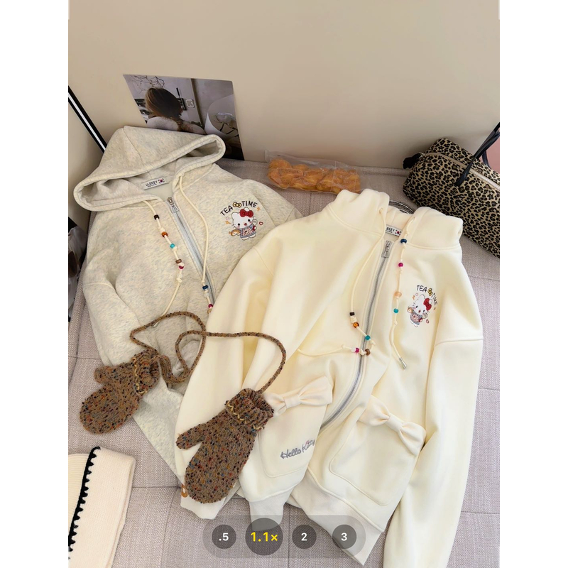 0229【冬季新款】烘焙kitty卡通韩系连帽外套（6077）