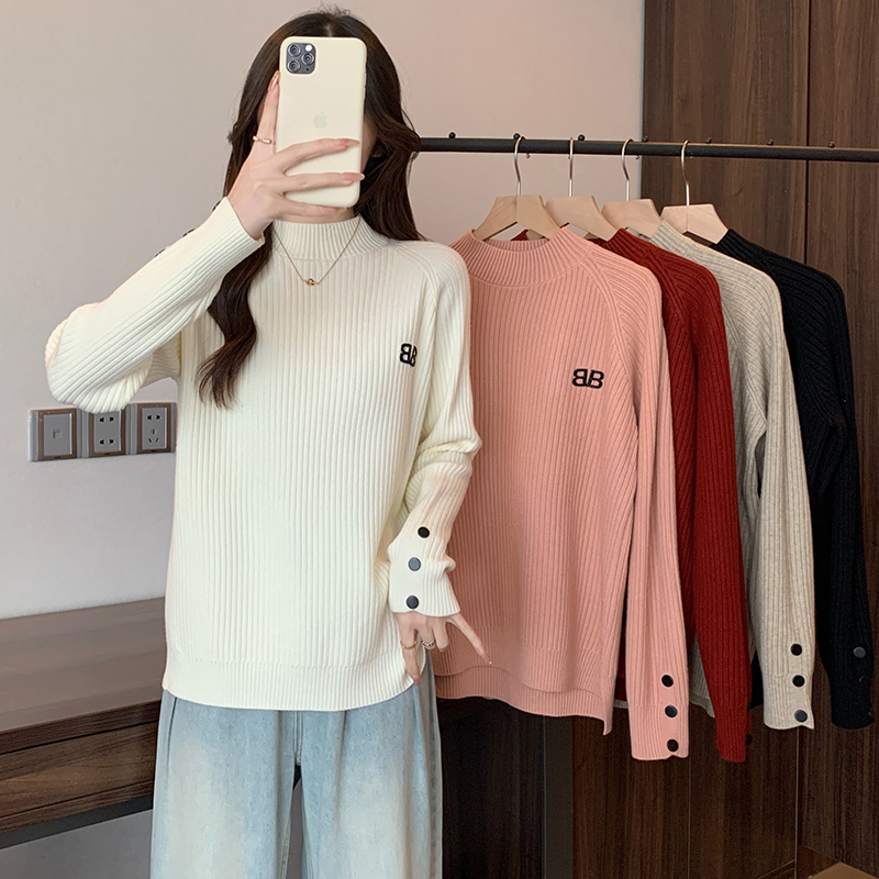 大码女装2025秋冬装新款半高领针织衫上衣胖mm显瘦毛衣打底衫3739