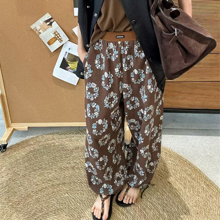 现货2025SS新款罗马花有机棉运动裤休闲长裤女 oiio设计师品牌