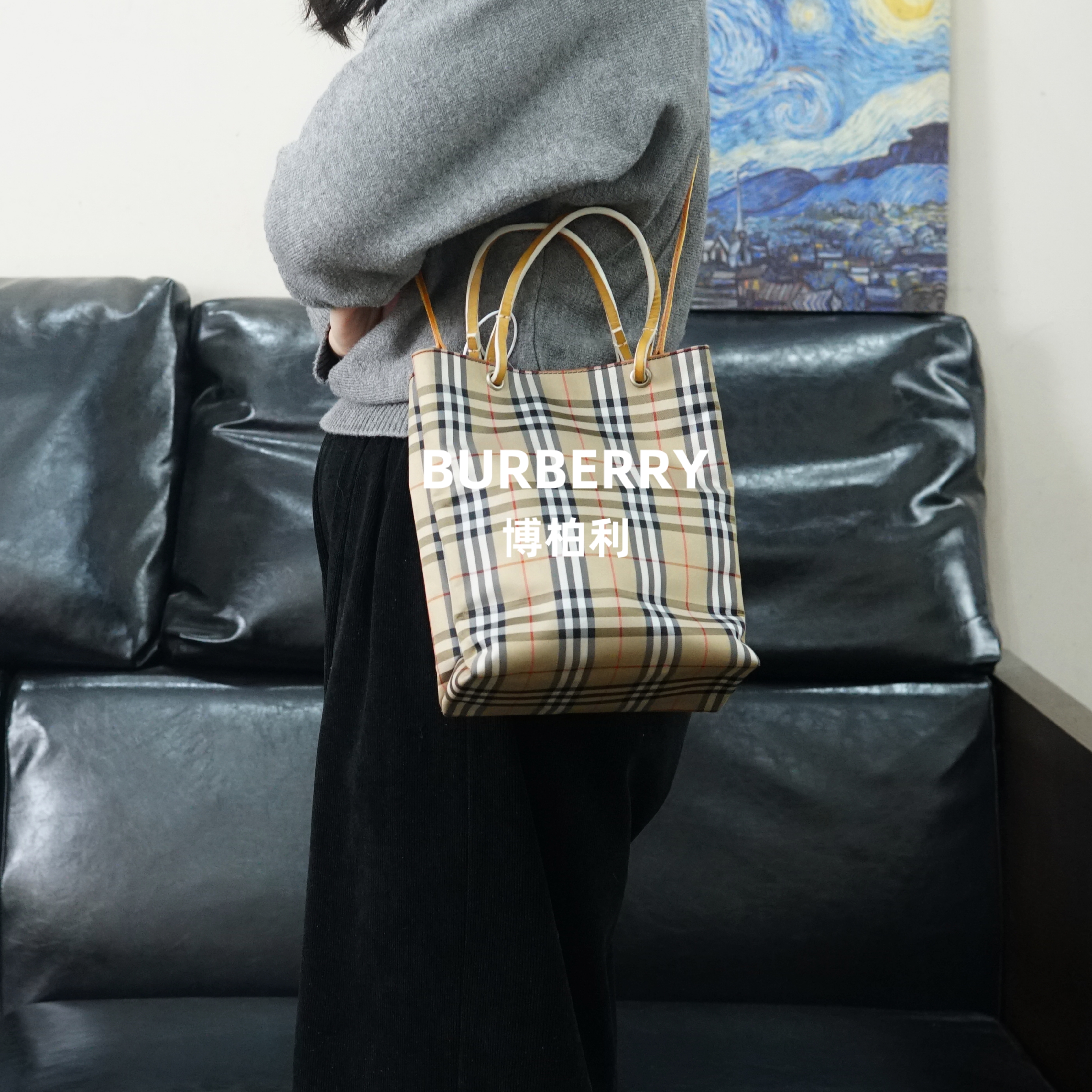 95新 BURBERRY/博柏利 格纹斜挎包/JJ12626198/6198