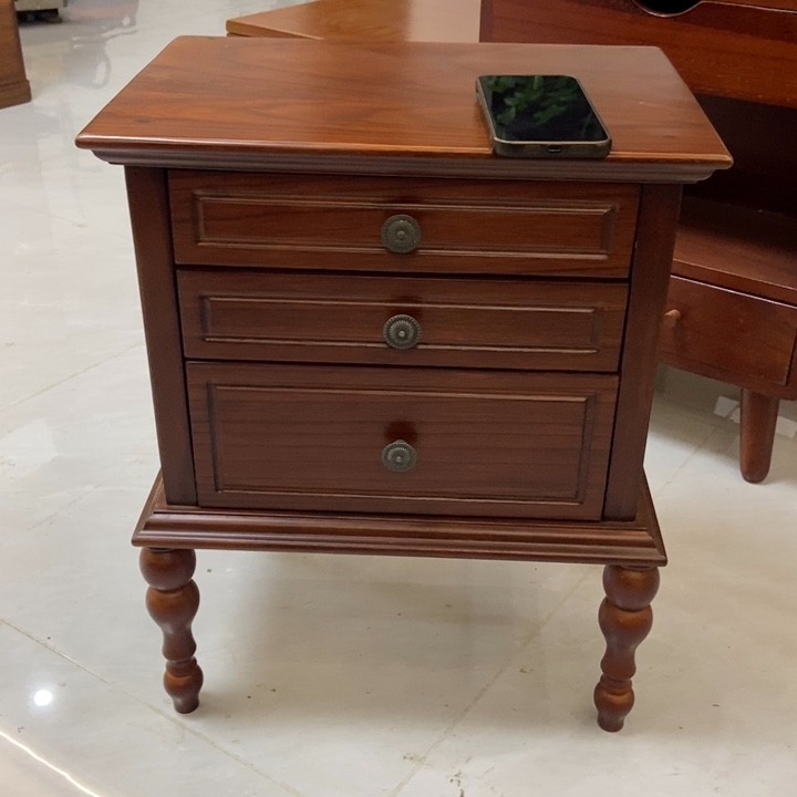 圆角款泡桐木高腿特床头柜胡桃色默认微瑕