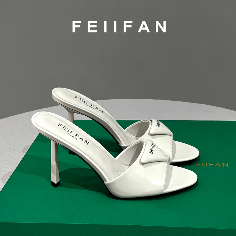 【现货】拖鞋女2025新款夏季细跟外穿气质绝美白色高跟鞋3890
