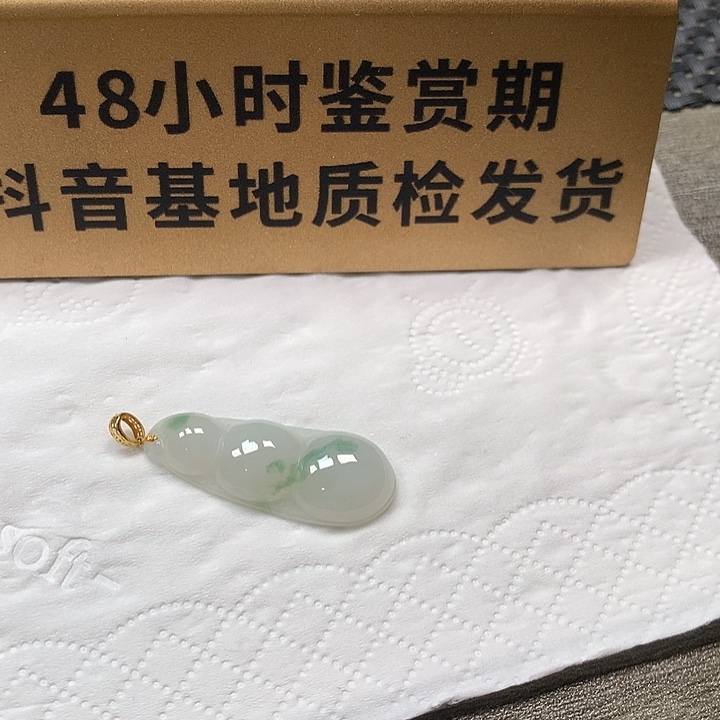 颈饰18K金镶嵌翡翠豆子