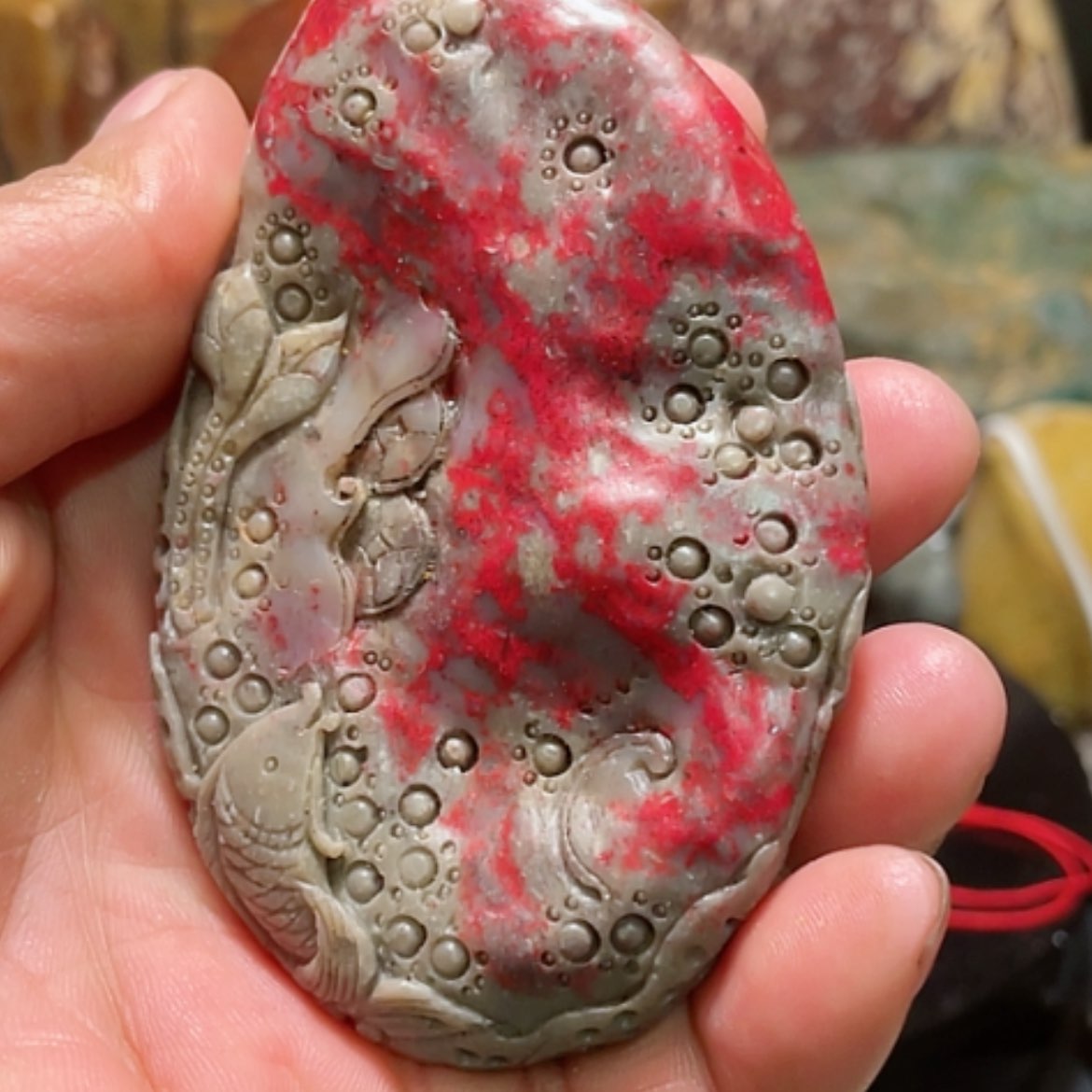 【闪购商品】老挝石昌化鸡血石手把