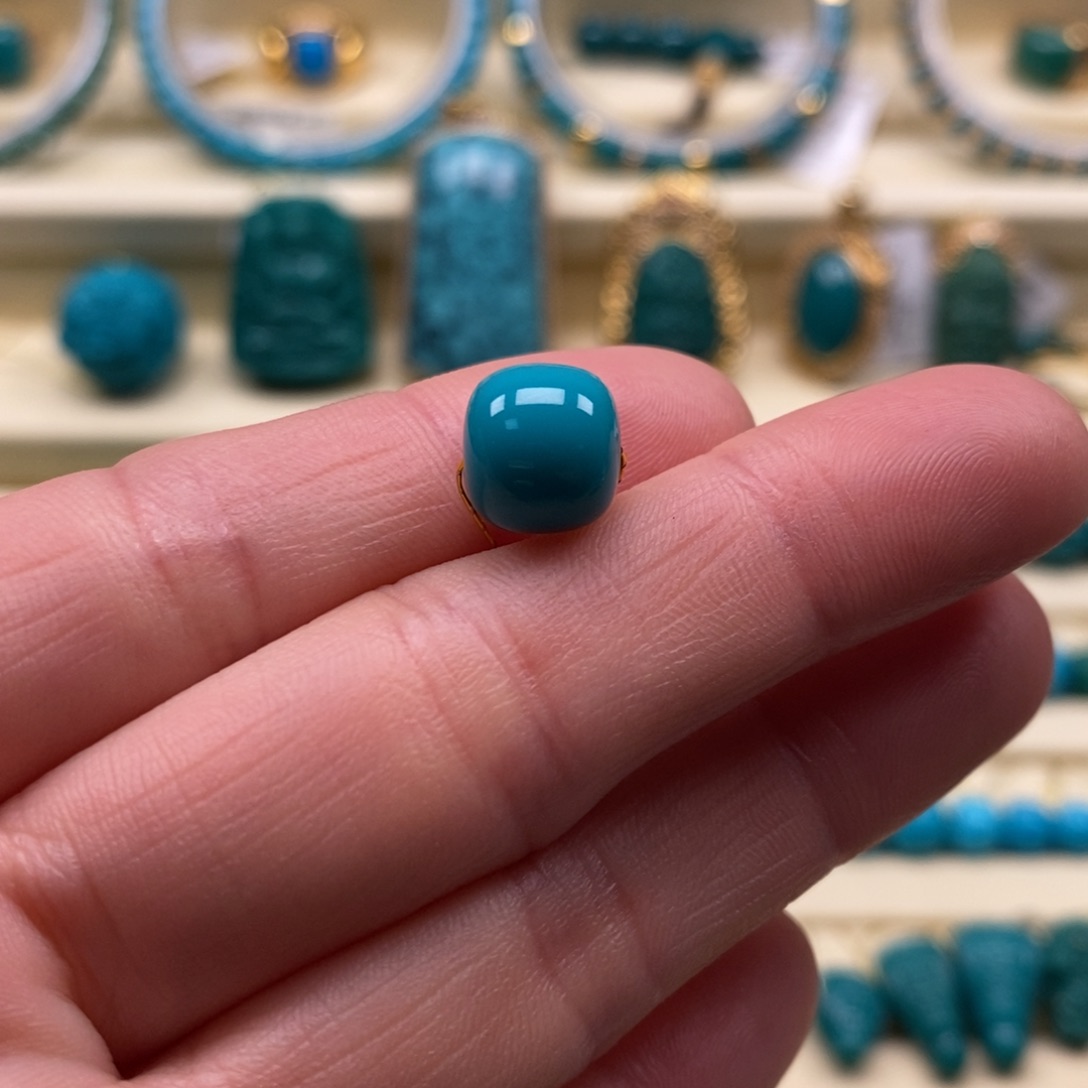 未镶嵌绿松石珠宝奇石直径9.5×8.7老型