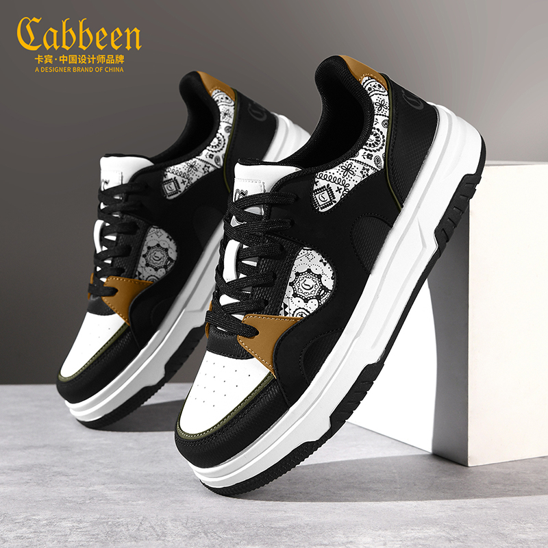 卡宾男鞋2026新款冬季印花板鞋潮流百搭厚底增高小清新运动休闲鞋