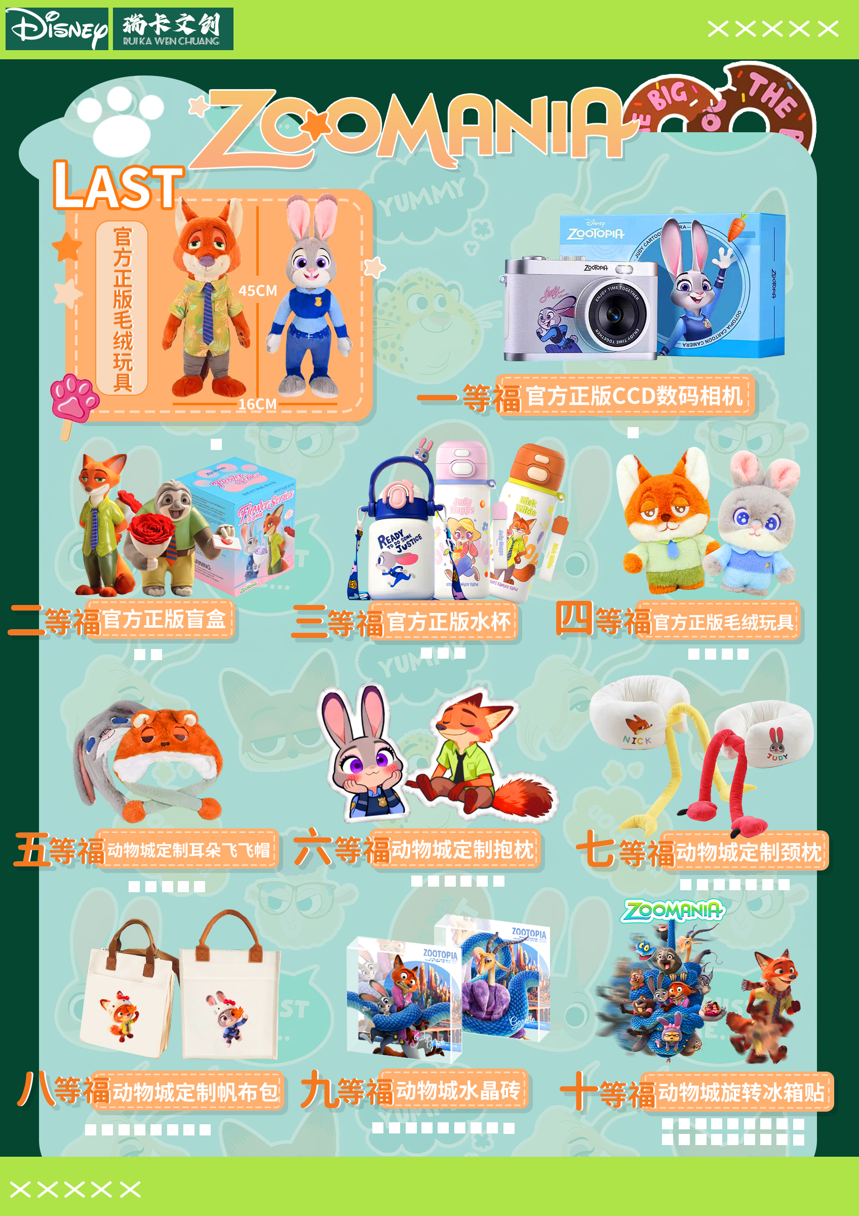 【老舅潮玩】瑞卡文创正版X疯狂动物城毛绒兔子玩偶定制玩具盲盒