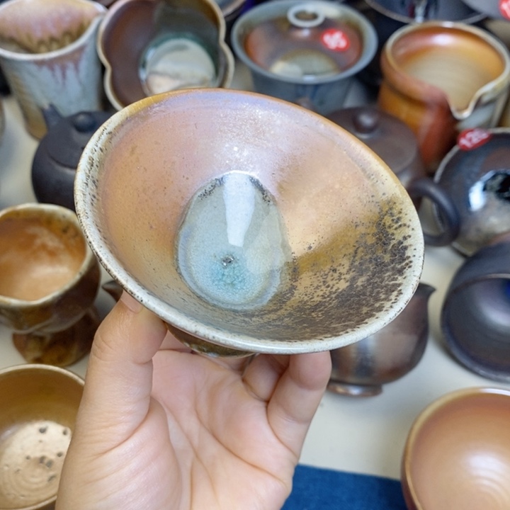 杯子锦华器纯手工裸烧茶杯