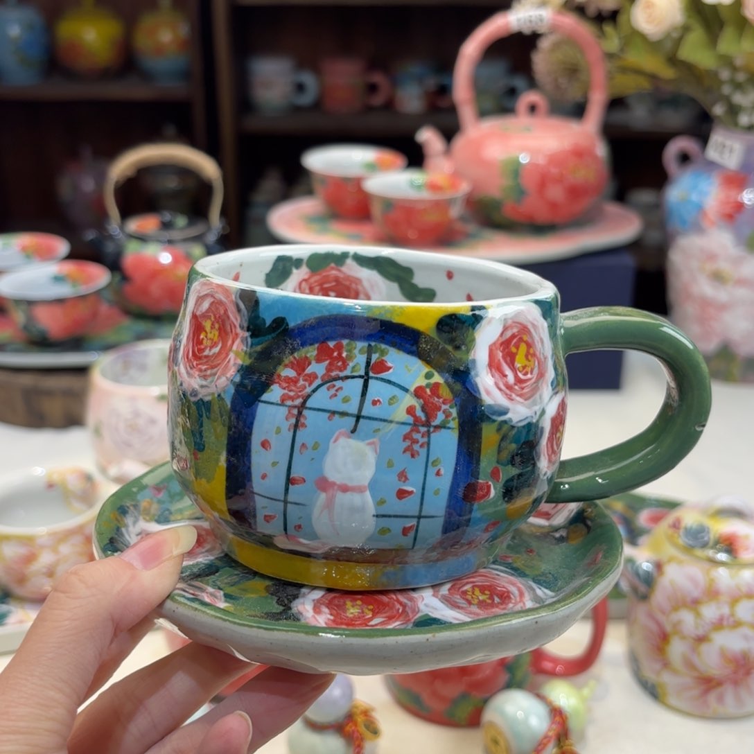 景德镇手绘高温釉下彩陶瓷茶具