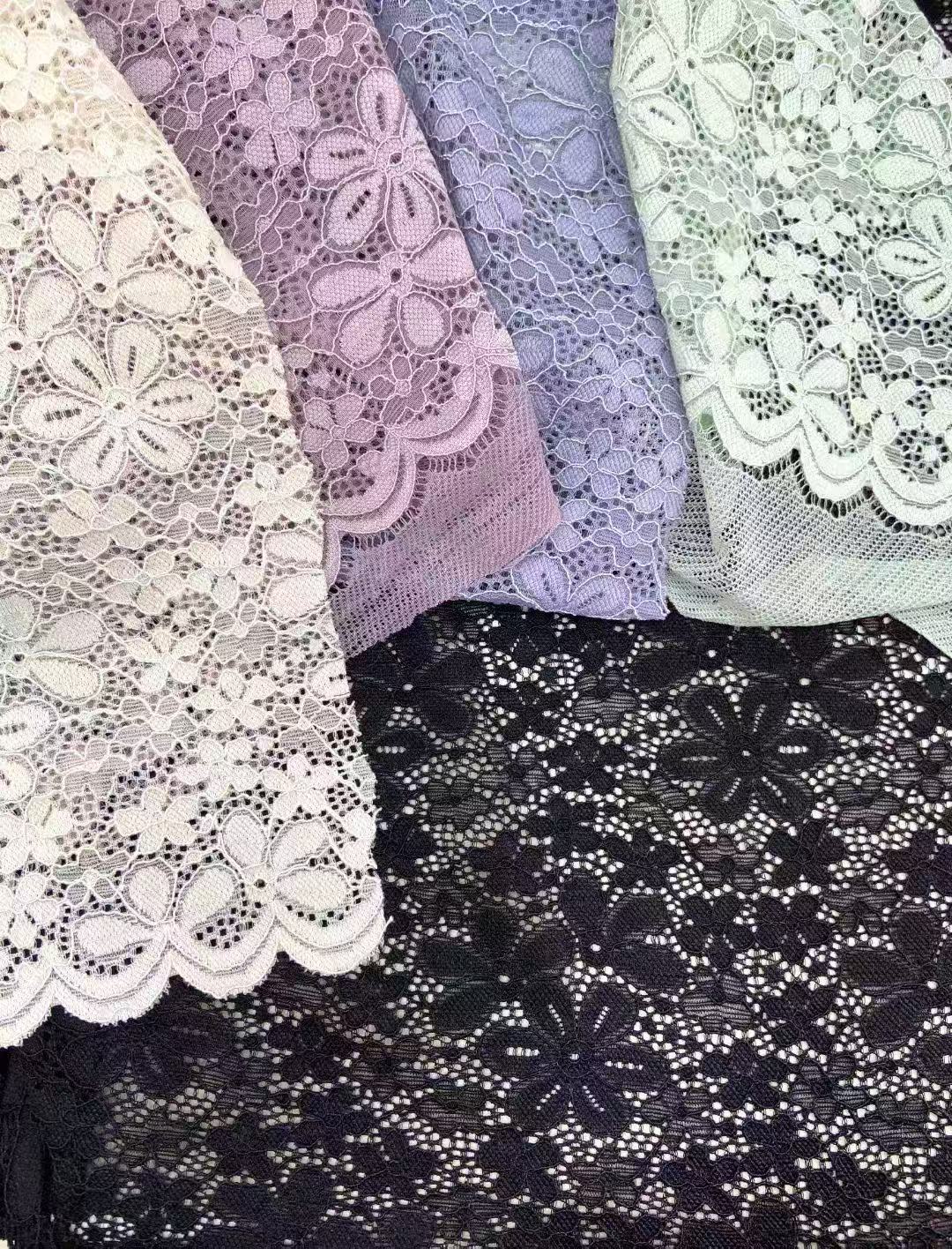 2025年夏季5900弹力蕾丝辅料花边裤子蕾丝清仓100%双层皱皱纱布料