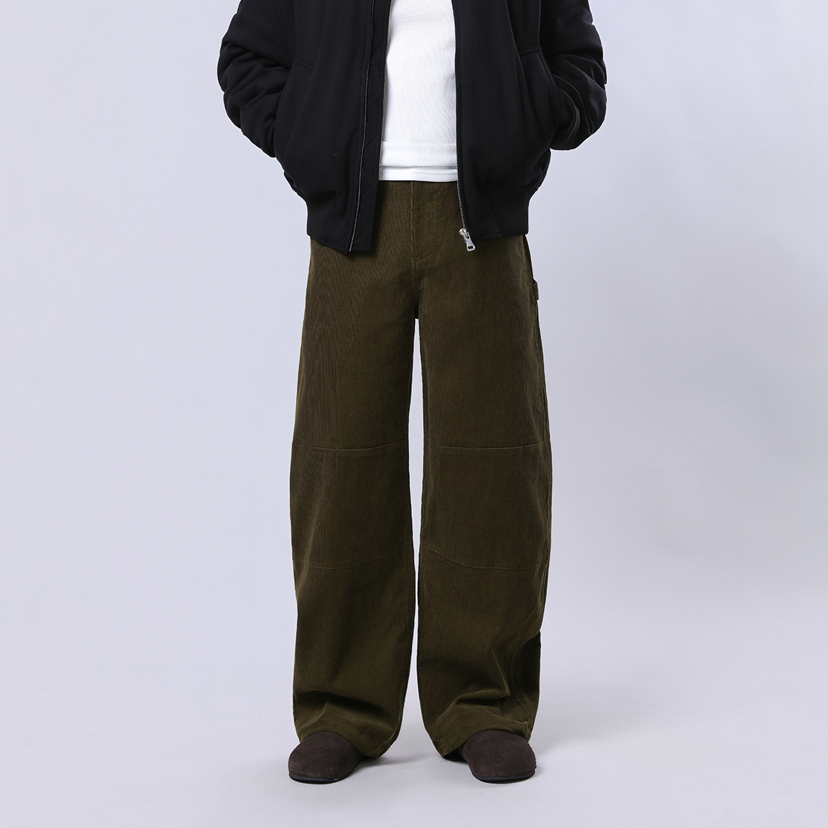 Y ForHomme-简约复古休闲灯芯绒弯刀阔腿裤Cleanfit