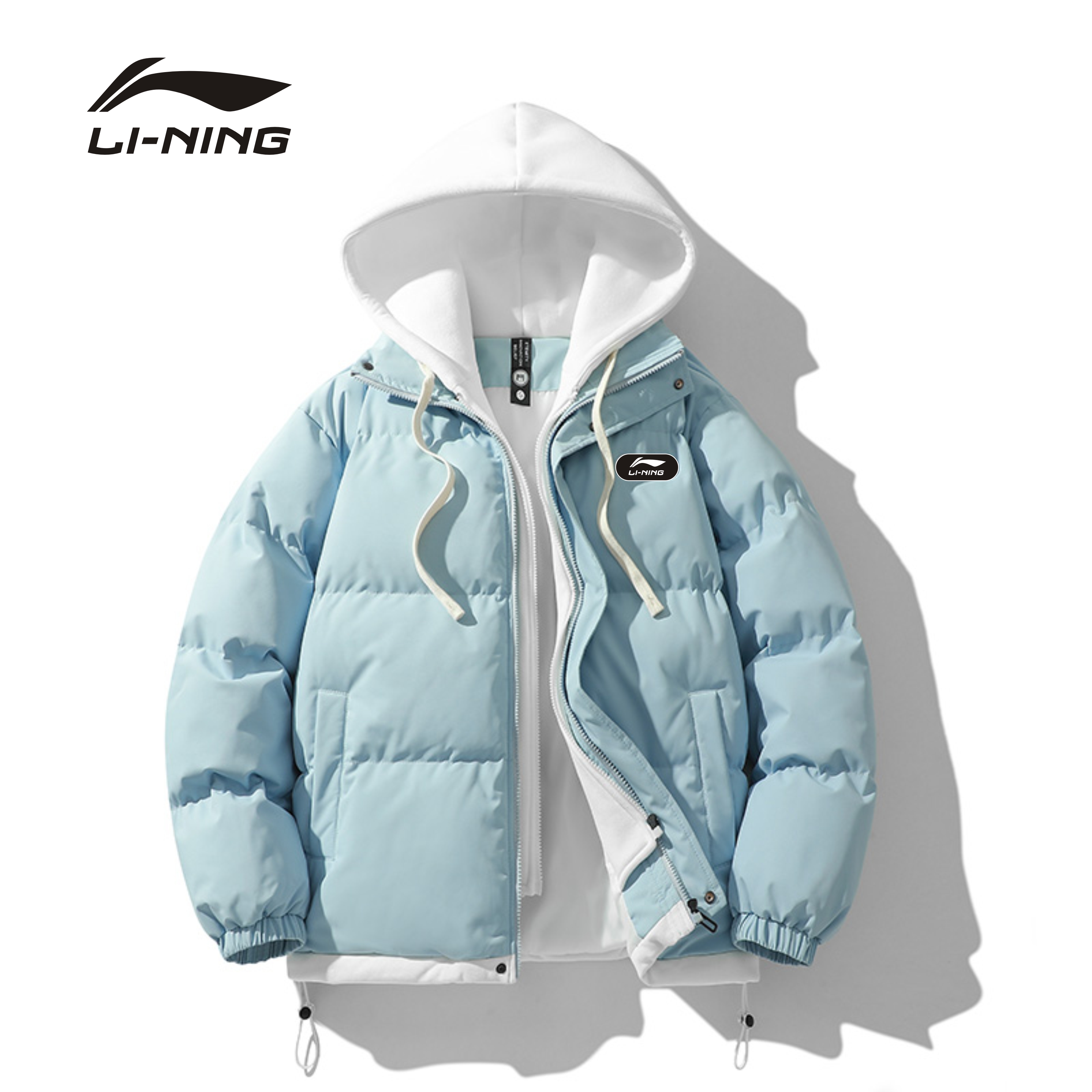 LI-NING/李宁棉衣情侣外套冬季2025学生连帽假两件加厚保暖棉服