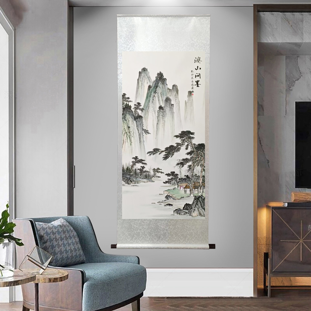 溪山问墨【国画山水】竖幅四尺卷轴装饰画B19