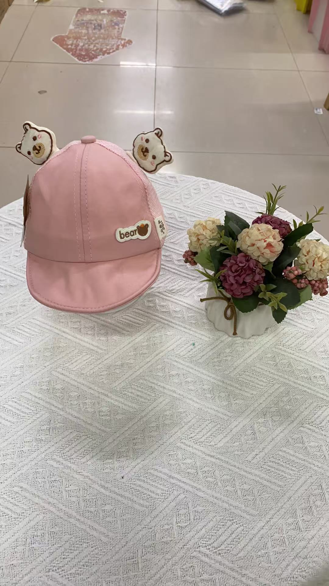 男宝宝双熊头网软沿帽