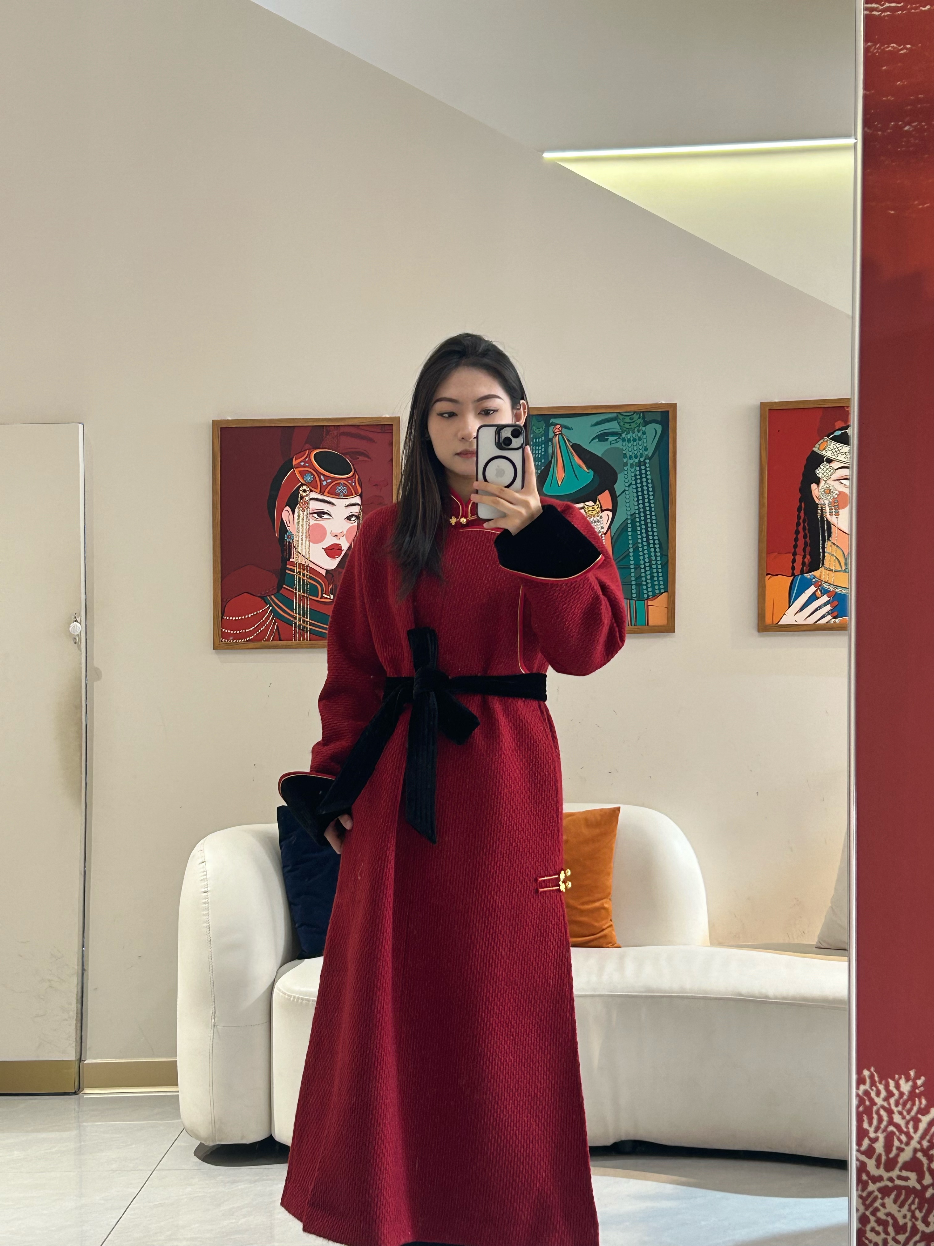 XV2502阿泯娜长袍民族风秋冬时尚气质加厚冬季冬季网红