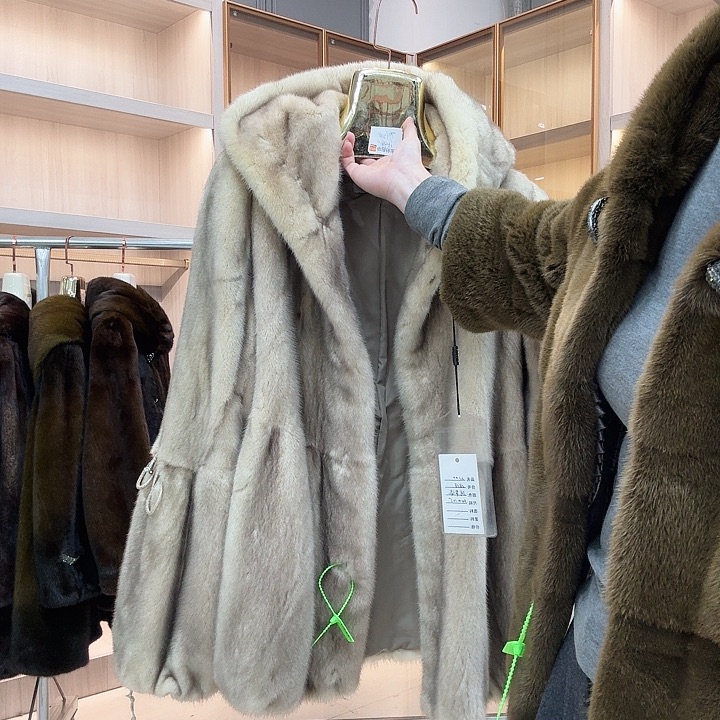 中长款连帽月光色0695