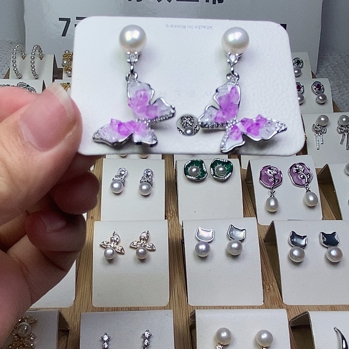 淡水珍珠耳饰银S925镶嵌