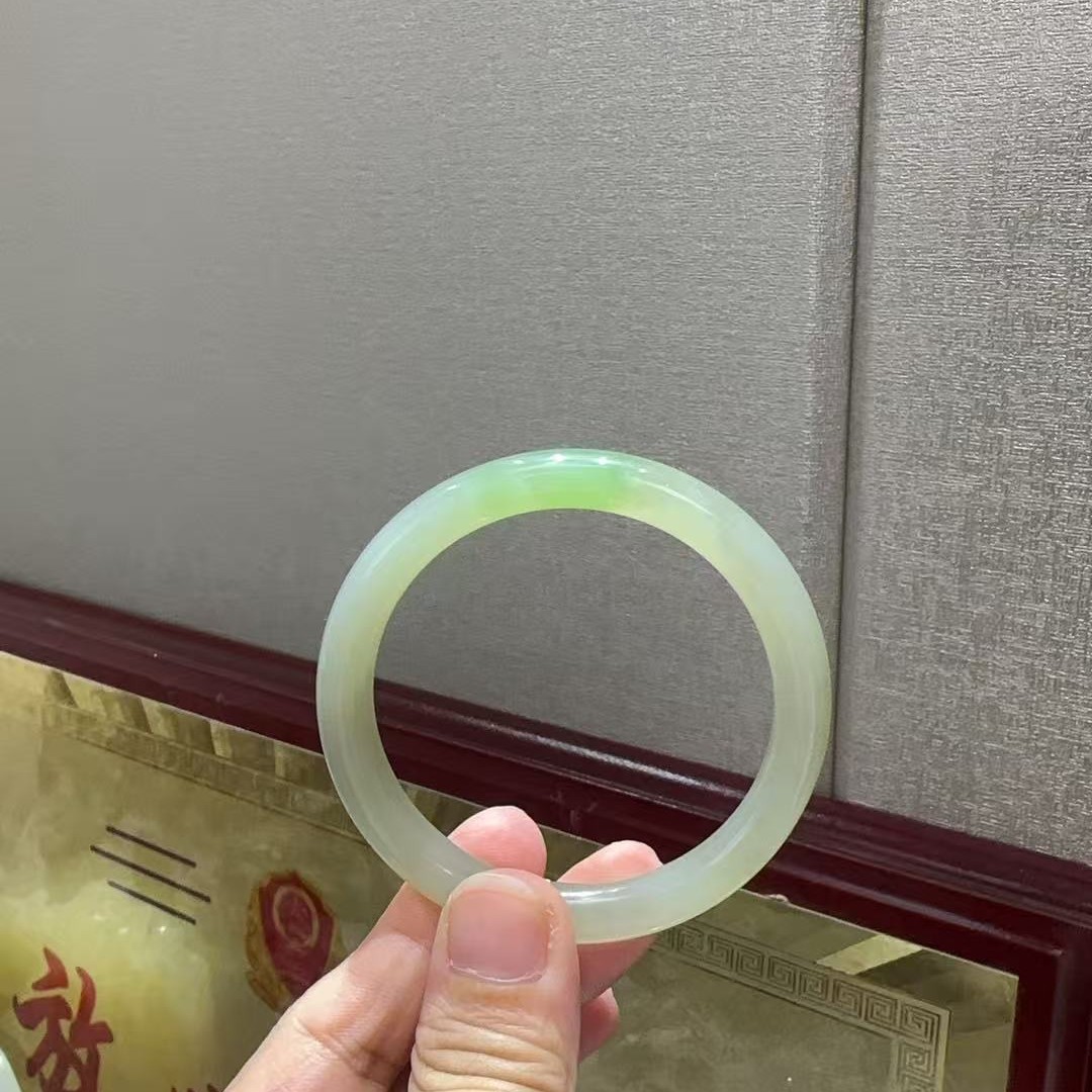 【國玉晓芸】翠青和田玉手镯54#圈口