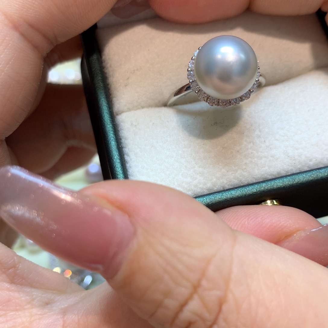 海水珍珠戒指银S925镶嵌