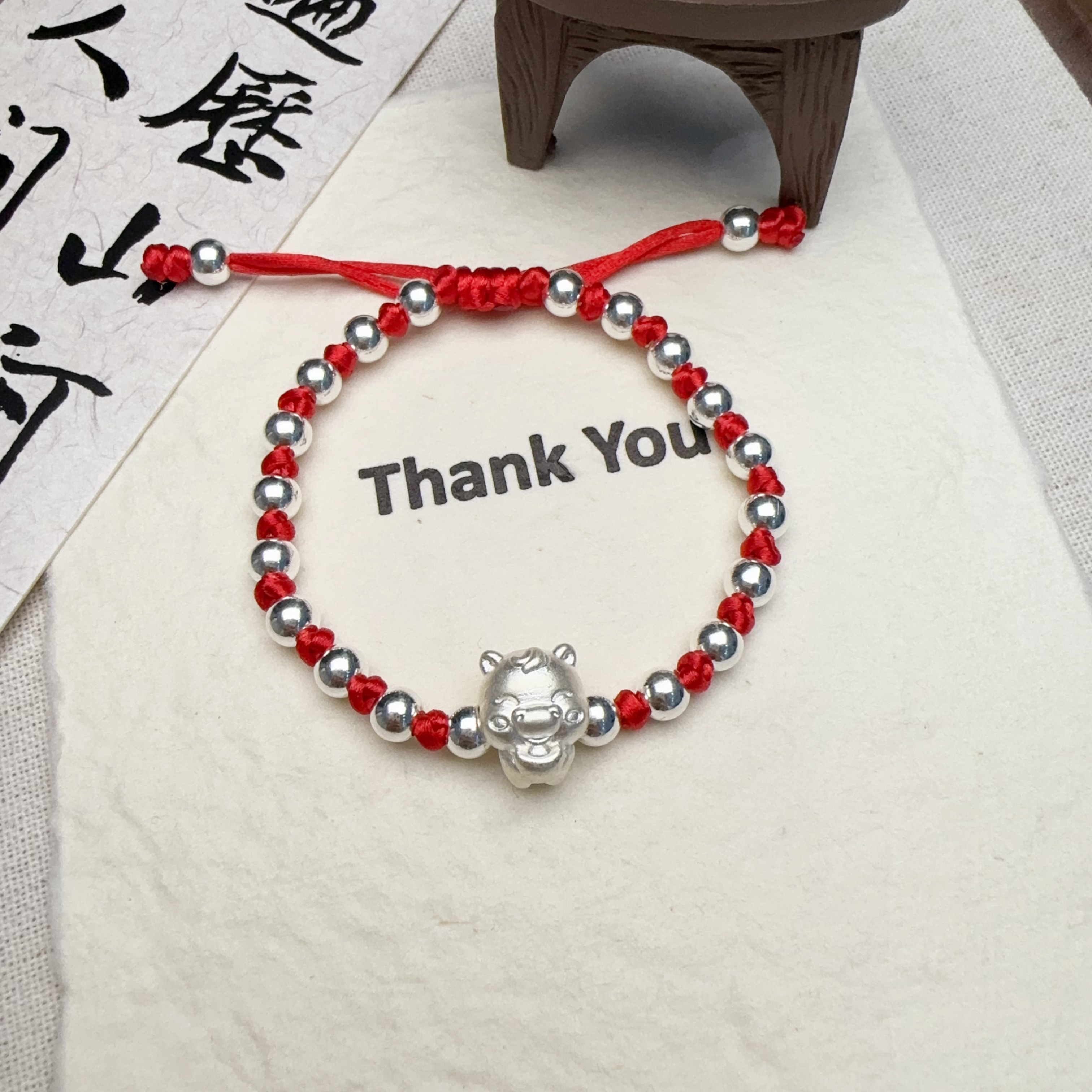 足银手链 【大喜银匠】足银999古法生肖珠珠手编送宝宝