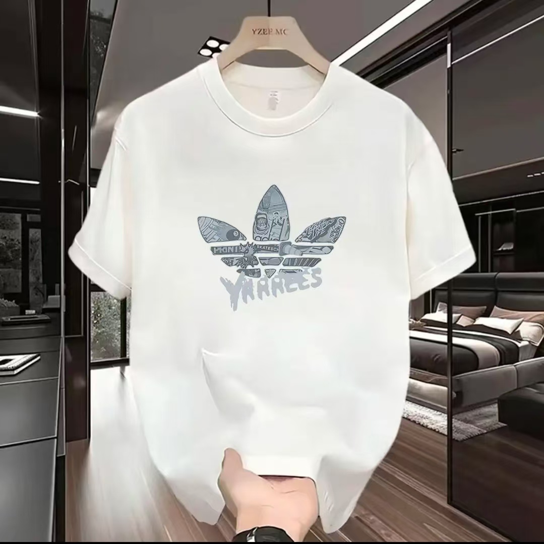 宽松圆领半袖上衣印花T恤时尚夏季休闲韩版潮流情侣春夏经典百搭